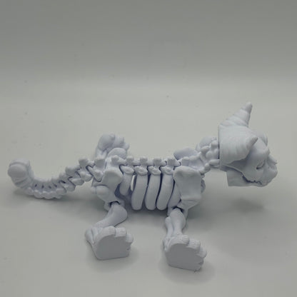 Skeleton Cat Figurine – Posable Undead Feline with Articulating Jaw