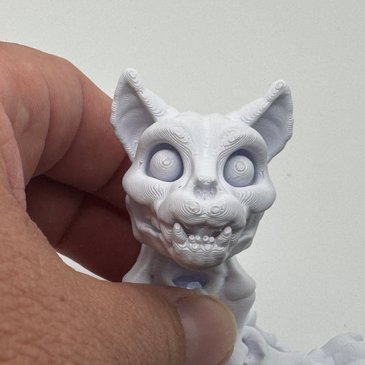 Skeleton Cat Figurine – Posable Undead Feline with Articulating Jaw